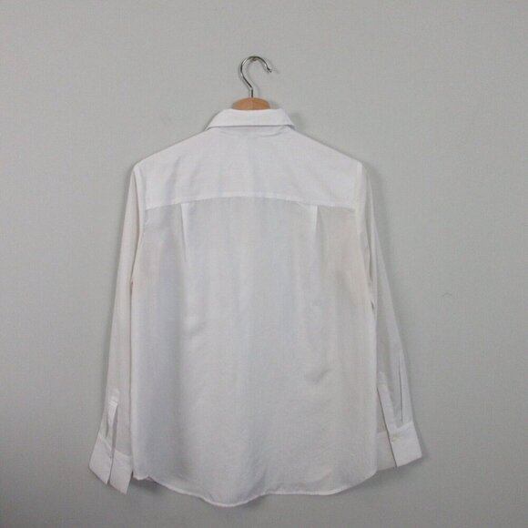 Club Monaco Button Front Blouse Womens M White Long Sleeve Pockets Casual 92 - Picture 2 of 9